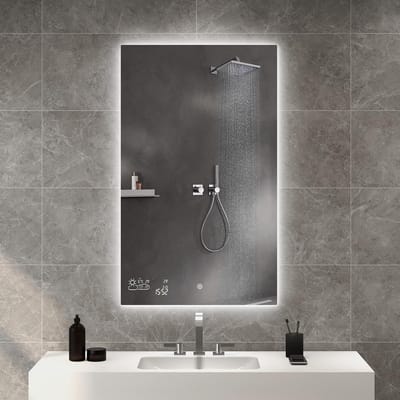 Verstelbare Badkamerspiegel met LED Verlichting en Weersvoorspelling - 60x100cm