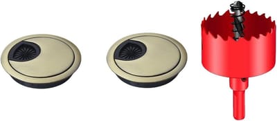 Kabeldoorvoer Brons voor Bureau - Kabelorganizer voor Thuis en Kantoor, Inclusief 2 Stuks 60mm en Boor