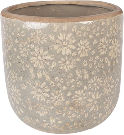 Keramiek Bloempot voor Binnen – Grijs – Rustieke Pot – Ø 20 cm – Keramiek