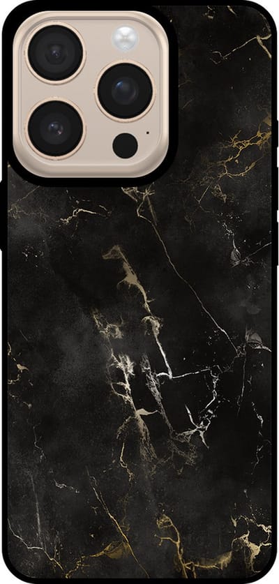 Smartphonica Telefoonhoesje Geschikt voor iPhone 16 Pro Max met marmer opdruk - TPU backcover case black marble design - Zwart geschikt voor iPhone 16 Pro Max