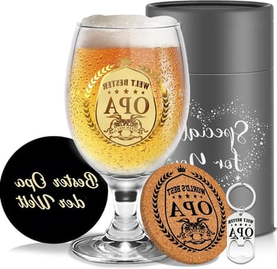 Unieke Bierglazen Set voor Opa - Perfecte Cadeaus voor Vaderdag, Verjaardag en Kerst - 5 Delige Cadeauset voor Mannen en Gepensioneerden
