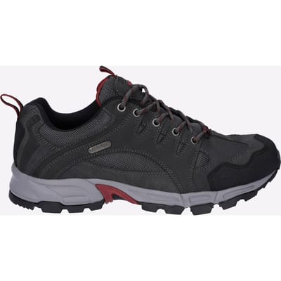 Hi-Tec Auckland Lite Lederen Heren Wandelschoenen In Grafietgrijs/Donkerrood