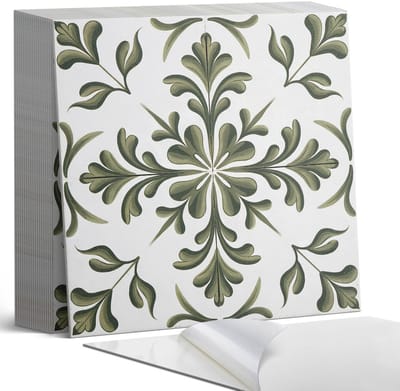 Coloray Plaktegels - Plantenpatroon op de achtergrond Zelfklevende Tegels - 20 cm x 20 cm - Groente Plaktegels - 20 stuks - Vierkant PVC Tegels - Plaktegels Badkamer - Plaktegels Vloer - Vinyl Tegels - Wandtegel Zelfklevend