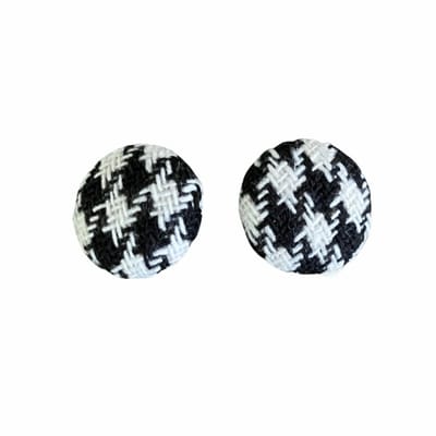 Clip Oorbellen-pied-de-poule- 1.5 cm-Zwart-Wit