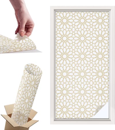 Tulup Raamfolie Anti inkijk - Geometrische patronen Privacy Folie Raam - 50x100 cm - Wit Anti inkijk Folie - Raamfolie Tegen inkijk Glas in Lood - Voor de woonkamer, slaapkamer en kantoor - Raamfolie Zonwering