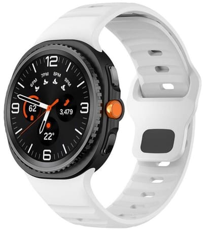 By Qubix - smartwatch bandje - Compatible Samsung bandje - Wave siliconen band - Wit - Geschikt voor Samsung Galaxy Watch 9 (40/44mm) - Watch 8 (40/44mm) - Watch 8 Classic (46mm)
