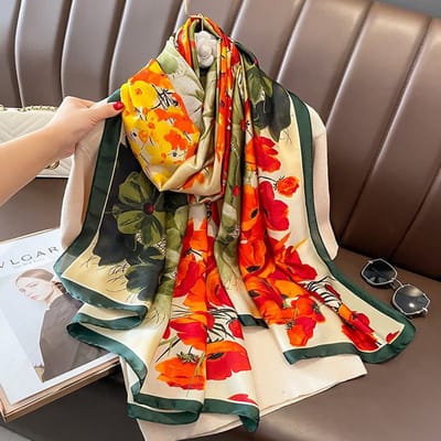 Zachte Imitatiezijde Sjaal 90x180 cm voor Dames - Hoofddoek, Bandana en Halsdoek-F-228-1 - Dark Green