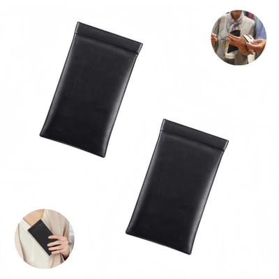 2 stuks - Zelfsluitende opbergtas voor zonnebrillen - Leren oppervlak - Zachte brillenkoker - Krasbestendige zonnebrillentas - Draagbare leren brillentas met knijpdeksel - 18*9*1cm - Zwart - Geschikt voor zonnebrillen en brillen