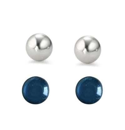 2 Paar-Allergievrij-Oorbellen-Blauw-Zilverkleur- Charme Bijoux