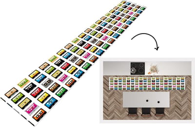 Keukenloper - Loper keuken - Patronen - Cassettebandjes - Muziek - 300x50 cm - Keukenloper vinyl