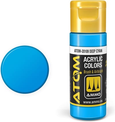 AMMO by Mig Jimenez Hobbyverf Acrylverf - MIG 20109 ATOM - Deep Cyan - Acryl - 20ml Verf flesje - 20 ml
