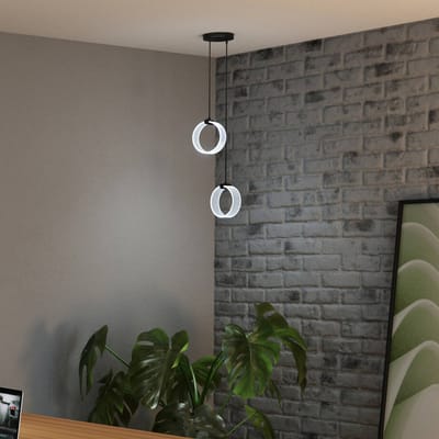 OSRAM Decor Circle decoratieve hanglamp, 2-lamps, PL, 14W, 930lm, 3000K/4200K/6500K, warm wit/koud wit/daglicht, Click-CCT, niet dimbaar, IP20, kunststof, zwart, LED niet vervangbaar