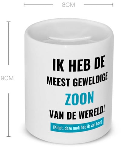 Akyol - ik heb de meest geweldige zoon van wereld (klopt, deze mok heb ik van hem) Spaarpot - Zoon - de meest geweldigste zoon - verjaardagscadeau - verjaardag - cadeau - cadeautje voor zoon - zoon artikelen - kado - geschenk - gift - 350 ML inhoud