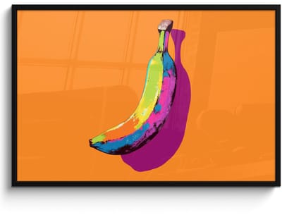 Poster in lijst - Fotolijst 120x80 cm - Posters - Felle kleuren - Banaan - popart - Posterlijst zwart - Decoratie - Wanddecoratie woonkamer - Muurdecoratie slaapkamer