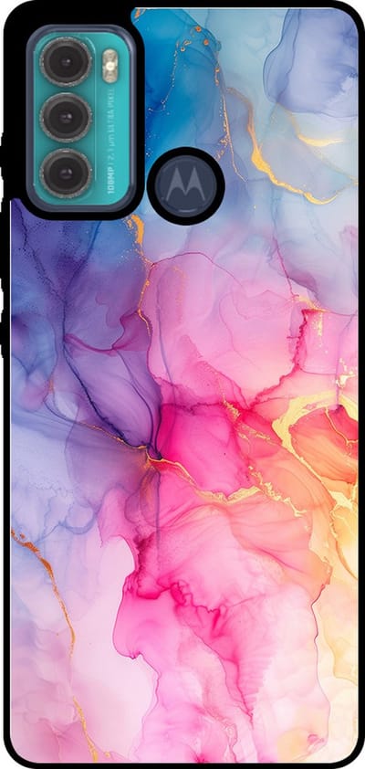 Smartphonica Telefoonhoesje Geschikt voor Motorola Moto G60 met marmer opdruk - TPU backcover case marble design - Regenboog geschikt voor Motorola Moto G60