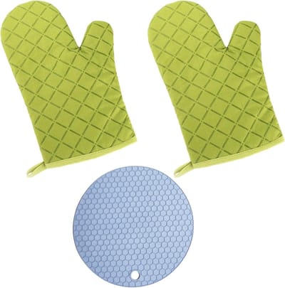 Hittebestendige ovenhandschoenen en pannenlappen set, silicone keukengerei voor veilig bakken en koken