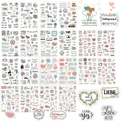 Dailygoods- Bruiloftsstickers 10 Stuks - Zelfklevende Gunststickers - Gastenboekstickers - Voor Fotoalbums/Karten/Geschenken - Hoogwaardig PVC-Materiaal - Decoratiestickers
