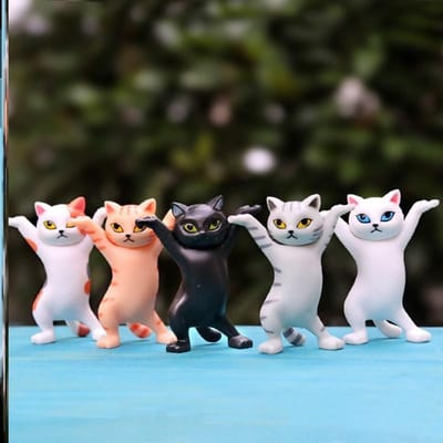 11 Modellen Dansende Kat Figuur Decoratie Animatie Kat Model Mode Schattig Speelgoed Betoverende Kat Capsule Schattig Speelgoed Pop Taart Decoratie gray