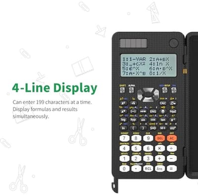 Wetenschappelijke Rekenmachine met Schrijftablet - 417 Functies, Zonne-energie en Draagbaar