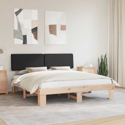 vidaXL - Bedframe - met - Gevoerde - Hoofdbord - Zwart - 200 - x - 200 - cm