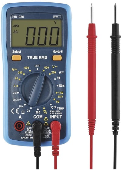 Digitale Multimeter CATIII 600V - True RMS Stroommeter met Batterijtester en Geheugenfunctie
