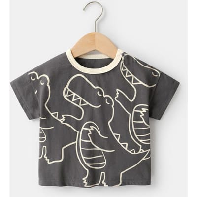 Babykleding Casual T-shirt met korte mouwen Zomer Jongens Meisjes Baby Kinderen Kinderen Zomer Halve mouwen 120cm gray