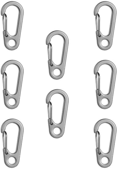 Mini karabijnhaakjes, 8 stuks, sleutelhangers met veerhaak voor kamperen en wandelen,Gunmetal