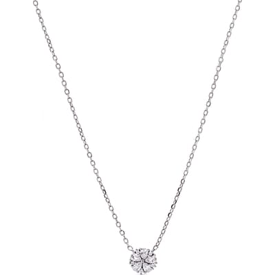 Luxenter 925 sterling zilveren ketting met glanzende zirkonia, afwerking in rhodium - Ashee