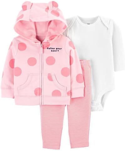 Set van 3 Babykleding: Warme Hoodie, Romper en Broek voor Jongens en Meisjes (3-24 Maanden)