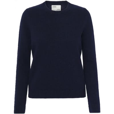 Damestrui met Ronde Hals in wol Colorful Standard Classic Merino Navy Blue