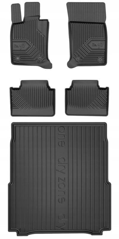 Frogum No.77 Automatenset + Dry Zone Kofferbakmat - Geschikt voor Porsche Panamera II Liftback (vanaf 2016) - 5-delig - TPE Rubber - Hoge Rand - Geurloos - Zwart