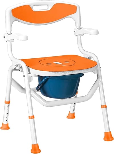 Toiletkruk In Hoogte Verstelbare, Opvouwbare, Draagbare Toiletkruk Met Armleuningen, Rugleuning En Toiletemmer, Badkamerdouchekruk Voor Ouderen En Gehandicapten, Tot 150 Kg A