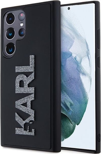 Karl Lagerfeld 3D Glitter Back Case - Geschikt voor Samsung Galaxy S24 Ultra (S928) - Zwart