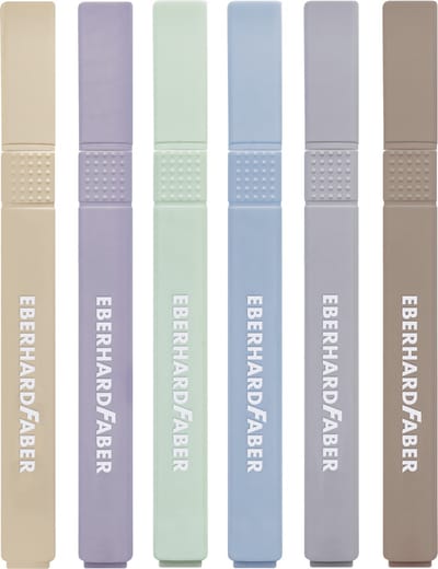 Eberhard Faber tekstmarker - 6 stuks in etui - vierkant - natural - markeerstift - EF-551505