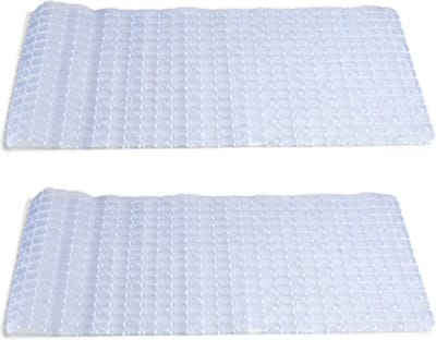 2x stuks badmatten/douchematten transparant vierkant patroon 69 x 39 cm - Anti-slip mat voor in de douchecabine