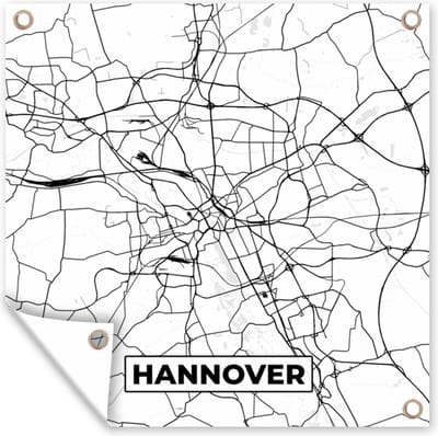Tuin poster Hannover - Plattegrond - Kaart - Stadskaart - 200x200 cm - Tuindoek