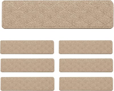 Trapmatten Set - Antislip Treden - Veiligheid Verhogend - Zelfklevende Bevestiging - 7 Stuks 76x20cm - Crèmekleurig