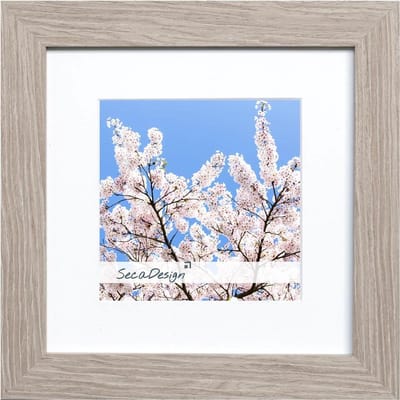 SecaDesign Fino Hout - Fotolijst 13x13 / 9x9 cm fotomaat met passe-partout - Grijs Eikenkleur