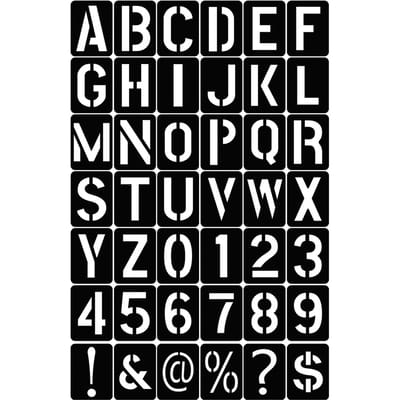 Pochoirs Alphabet lavables et réutilisables, modèle de lettres et de chiffres, respectueux de l'environnement, 42 pièces noir