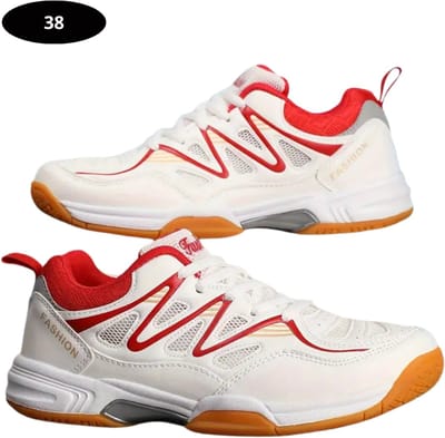 Bovista Tennisschoenen - Heren - Dames - Tenniskleding - Indoor - Outdoor - Wit & Rood - Maat 38