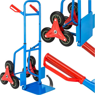tectake® Trapsteekwagen - Traploper - Robuust Stalen Frame met Sterwielen - Belastbaar tot 200 kg - Ideaal voor Verhuizingen, Leveringen en Tuinwerk - 103 x 49 x 66 cm - Steekwagen voor Trappen - Trolley