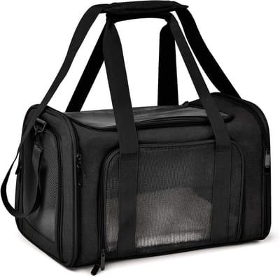 Opvouwbare Transporttas voor Katten en Honden - Draagbare Dierentransporter voor Middelgrote Huisdieren - Zwart 43x28x28cm
