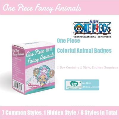 Duurzame 1 stuks Officiële ONE PIECE Dierlijke Speld Blind Box (7 Normale + 1 Verborgen Stijlen) – Schattige Volledige Crew Collectie Perfect voor Display white