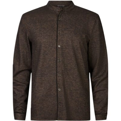 John Varvatos Fulton Regular Fit Ls Band Shirt In Mela Wood Brown Size: M | Casual Shirts Outlet | Heren | Bruin