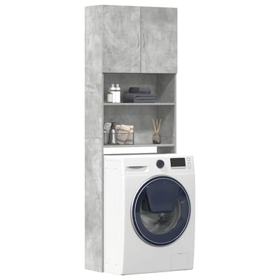 vidaXL - Wasmachinekast - 64x24x190 - cm - bewerkt - hout - betongrijs