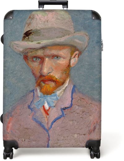 NoBoringSuitcases.com® - Koffer groot - Reiskoffer lichtgewicht - Zelfportret - Vincent van Gogh - Rolkoffer met 4 wielen - Grote trolley XL - 98 liter bagage