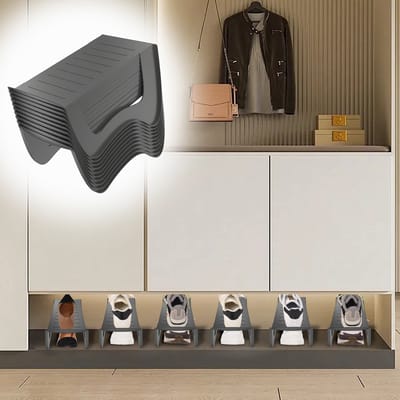 Froadp 30x Grijs Stapelbare Schoenenhouder – Antislip Schoenenorganizer voor Kast, Dubbellaags Design, 25x14,5x14 cm