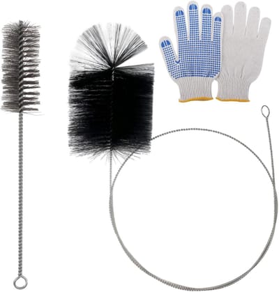Ovenpijpborstelset met 2 Stukken voor het Schoonmaken van Schoorsteen en Haardpijp, Flexibele Stok en Borstel voor Effectieve Reiniging van Rookkanalen en Kachelpijpen