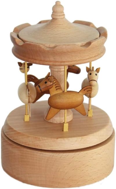 Houten Muziekdoos - Handslinger Doos - Creatief Cadeau - Geen Batterijen Nodig - 11 x 11 x 16 cm