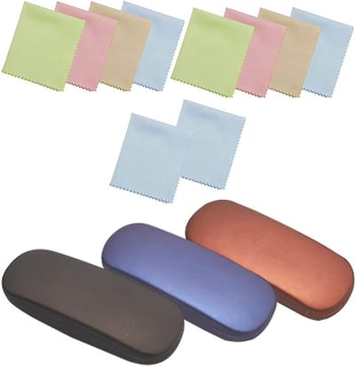3 Stuks Hard Shell Bril Etui voor Zonnebrillen met 10 Schoonmaakdoekjes - Bescherming en Draagbaarheid voor Dames en Heren